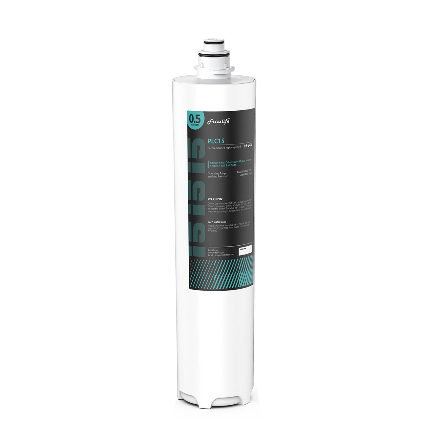 Frizzlife SW15-HF Kit de boîtier de rechange avec cartouche filtrante PLC15 à l'intérieur - Pour les systèmes de filtration d'eau sous évier SW15 et SW15F