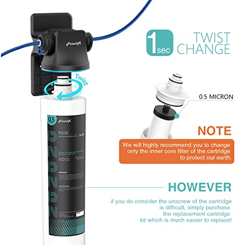 Frizzlife SW20-HF Ersatzgehäuse-Set mit PLC20-Filterkartusche im Inneren – für SW20 und SW20F Untertisch-Wasserfiltersysteme