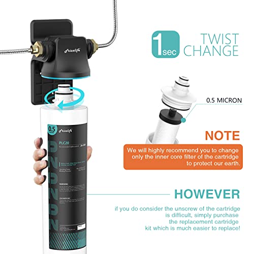 Frizzlife SW20-HF Ersatzgehäuse-Set mit PLC20-Filterkartusche im Inneren – für SW20 und SW20F Untertisch-Wasserfiltersysteme