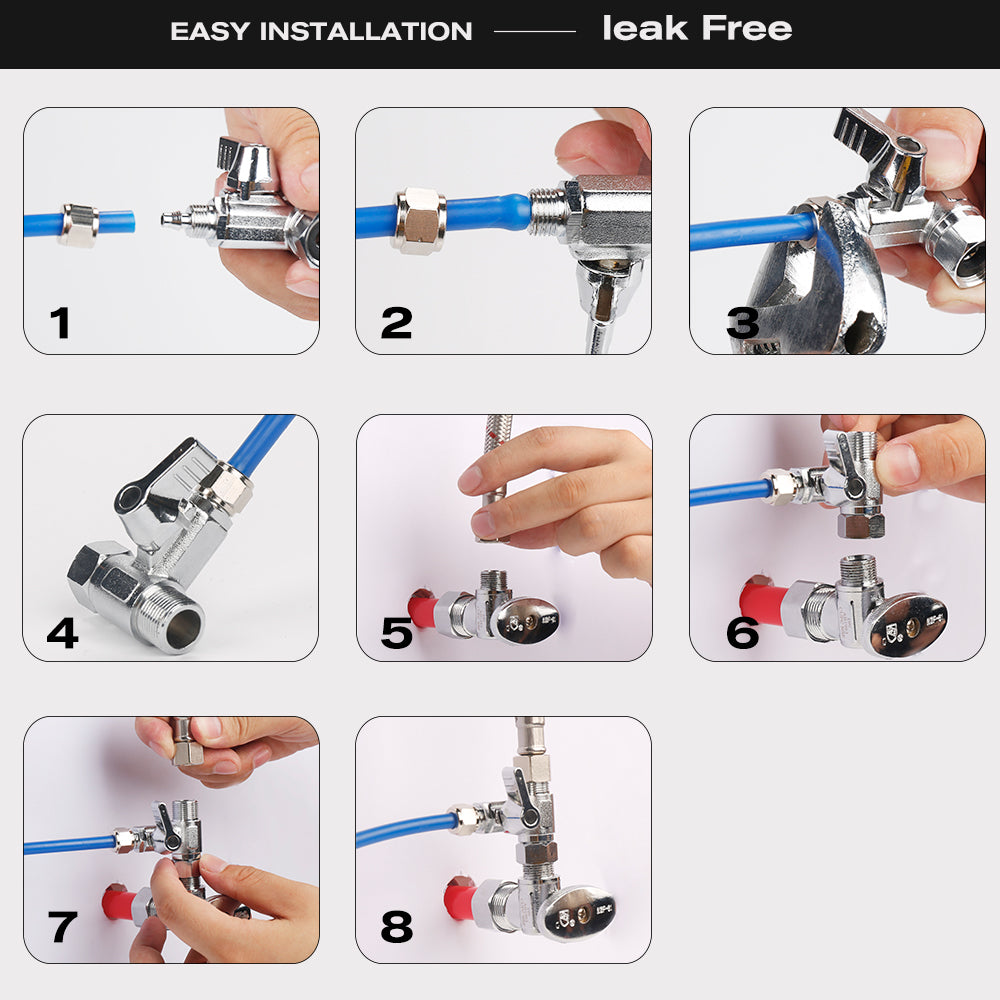 Frizzlife Angle Stop Valve Adapter Fits both 1/2 inch & 3/8" Feed Water Line