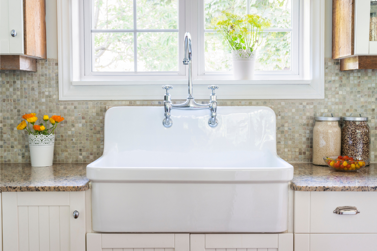 White faucet and sink
