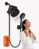 Frizzlife Dual Filtered Shower Head Combo, Rainfall Showerhead with Handheld, Both Heads Filtered, KDF-55 and Calcium Sulfite Filter, Reduces Chlorine, High Pressure, Ideal for Homes with Hard Water