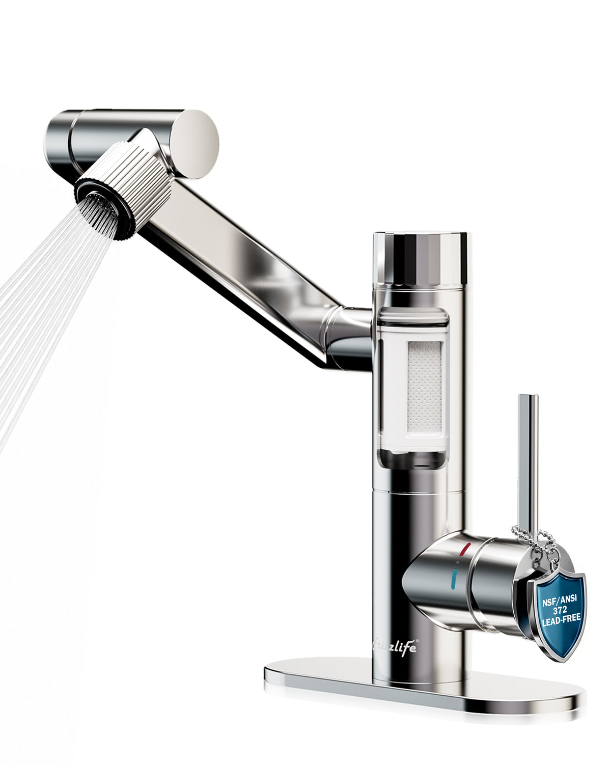 Frizzlife MF1080-S Series Bathroom & Kitchen Faucet with Water Filter, Polished Chrome