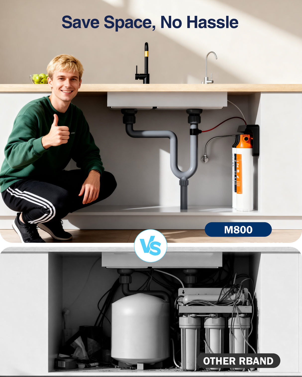 Frizzlife Plug-Free Reverse Osmosis Water Filter, True-Spring Alkaline Mineral Tankless Reverse Osmosis System, Noise-free Under Sink Ro Water Filtration System, NSF 58&372 Tested, Pure to Drain 4:1