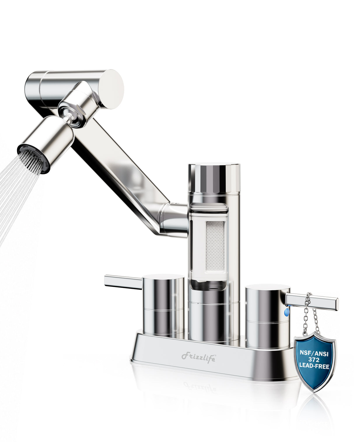 Frizzlife MF1080-D Series Bathroom & Kitchen Faucet with Water Filter, Polished Chrome
