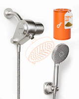 Frizzlife Dual-Outlet Brushed Nickel Shower Filter with 3-Mode Handheld – K45+HS04-BN