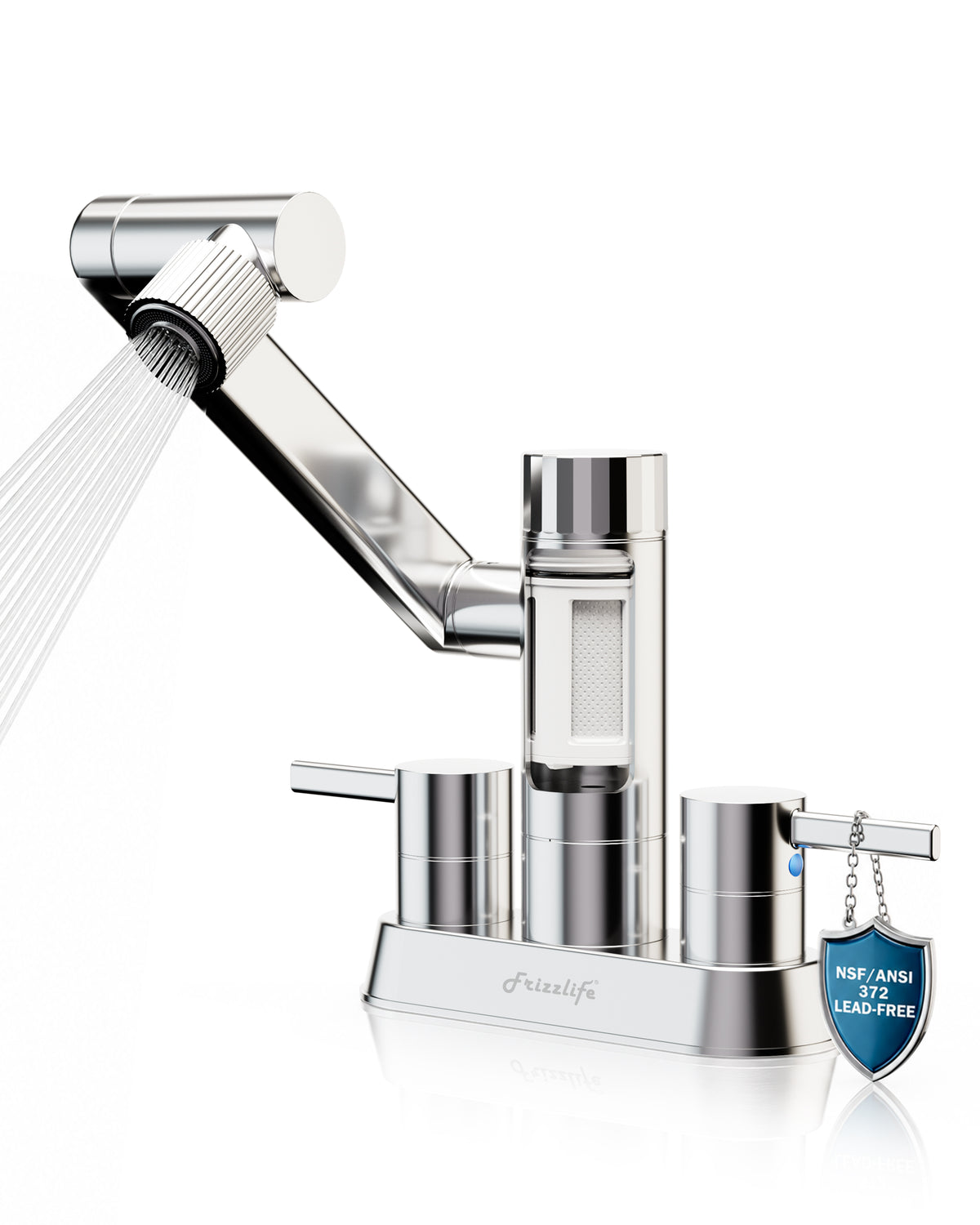 Frizzlife MF1080-D Series Bathroom & Kitchen Faucet with Water Filter, Polished Chrome