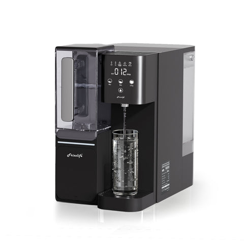 Sistema de ósmosis inversa de encimera Frizzlife WB99, filtro de agua alcalina RO con jarra portátil, elementos con certificación NSF/ANSI 58, monitoreo de TDS y vida útil del filtro, sin instalación. Soporte técnico en EE. UU. 