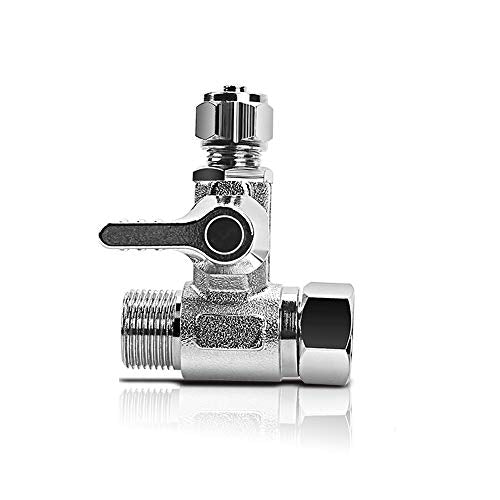 Frizzlife Brass Feed Water Adapter - 3/8 inch,3/8 inch Comp and 3/8 inch OD Compression Angle Stop Valve Adapter for 3/8" Water Line Reverse Osmosis Water Filters, Coffee Brewers, and Ice Maker