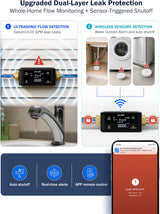 Frizzlife Smart Water Monitor & Automatic Shutoff with 3 Leak Sensors, LPG365-P-3S