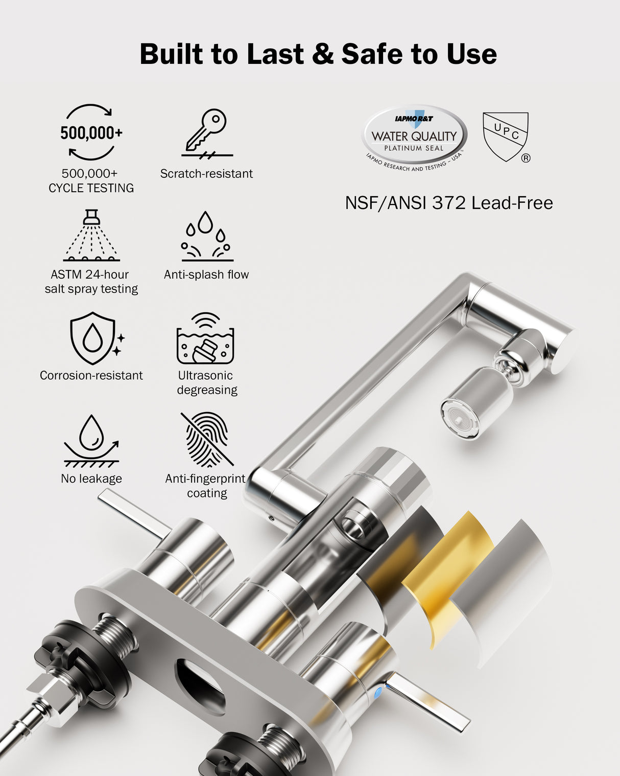 Frizzlife MF1080-D Series Bathroom & Kitchen Faucet with Water Filter, Polished Chrome, 360° Swivel Aerator