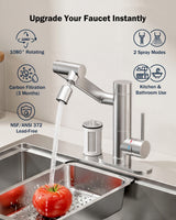 Frizzlife MF1080-S Series Bathroom & Kitchen Faucet with Water Filter, Brushed Nickel, 360° Swivel Aerator