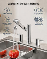 Frizzlife MF1080-X Series Bathroom & Kitchen Faucet with Water Filter, Polished Chrome, 360° Swivel Aerator