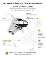 Frizzlife Dual-Outlet Shower Filter, Keeps Existing Fixed and Handheld Shower Heads, Both Showerhead Get Filtered Water, 210g KDF-55 and Calcium Sulfite, Reduces Chlorine, High Flow,Heads Not Included