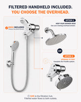 Frizzlife Dual-Outlet Polished Chrome Shower Filter with 3-Mode Handheld – K45+HS04-PC
