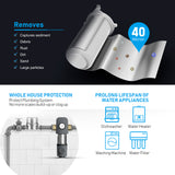 Frizzlife 40 & 100 Micron Spin Down Sediment Water Filter with Pressure Gauge and Built-in Scraper, Reusable and Flushable Whole House Pre-Filtration System, 1" + 3/4" NPT, BPA Free, JG40-100