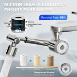 Frizzlife Splash-proof Sink Faucet Extender with Filter, Certified Reduce 99% Chlorine, 1080° Rotating Tap Aerator, 3 Modes Spray Attachment for kitchen/Bathroom/Toddlers, Extra Extension