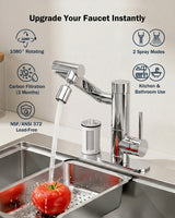 Frizzlife MF1080-S Series Bathroom & Kitchen Faucet with Water Filter, Polished Chrome, 360° Swivel Aerator