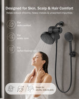 Frizzlife Dual Filtered Shower Head Combo, Rainfall Showerhead with Handheld, Both Heads Filtered, KDF-55 and Calcium Sulfite Filter, Reduces Chlorine, High Pressure, Ideal for Homes with Hard Water