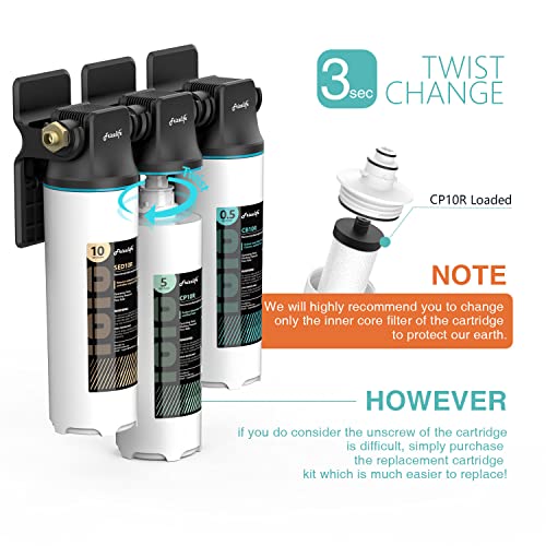 Frizzlife CP10R-HF Replacement Housing Kit With CP10R Filter Cartridge Inside - The 2nd Stage For TW10 Under Sink Water Filter Systems
