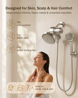 Frizzlife Dual Filtered Shower Head Combo, Rainfall Showerhead with Handheld, Both Heads Filtered, KDF-55 and Calcium Sulfite Filter, Reduces Chlorine, High Pressure, Ideal for Homes with Hard Water