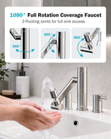 Frizzlife MF1080-X Series Bathroom & Kitchen Faucet with Water Filter, Brushed Nickel, 360° Swivel Aerator