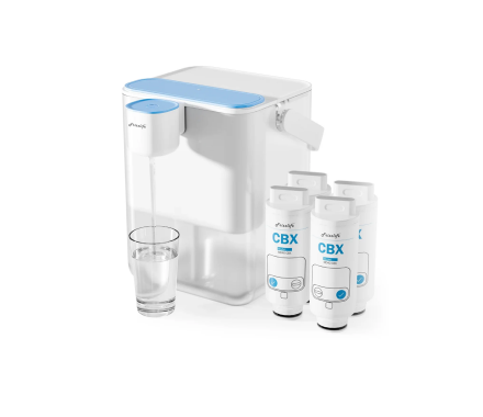 Frizzlife 400-Gallon Electric Water Filter Dispenser with 2 Filters (8-Stage Filtration),Reduce 99.89% of Lead,6 Months Rechargeable Water Pitcher, BPA-Free Instant Countertop Water Filter System,MD40