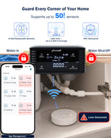 Frizzlife Smart Water Monitor & Automatic Shutoff with 3 Leak Sensors, LPG365-P-3S