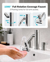 Frizzlife MF1080-X Series Bathroom & Kitchen Faucet with Water Filter, Polished Chrome, 360° Swivel Aerator