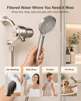 Frizzlife Dual-Outlet Shower Filter with Handheld Sprayer, Keeps Existing Fixed Shower Head, Both Heads Get Filtered Water, High Pressure 3-Mode, 210g KDF-55 and Calcium Sulfite, Reduces Chlorine