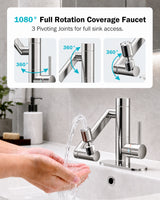 Frizzlife MF1080-S Series Bathroom & Kitchen Faucet with Water Filter, Polished Chrome, 360° Swivel Aerator