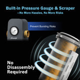 Frizzlife 40 & 100 Micron Spin Down Sediment Water Filter with Pressure Gauge and Built-in Scraper, Reusable and Flushable Whole House Pre-Filtration System, 1" + 3/4" NPT, BPA Free, JG40-100