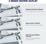 Frizzlife Splash-proof Sink Faucet Extender with Filter, Certified Reduce 99% Chlorine, 1080° Rotating Tap Aerator, 3 Modes Spray Attachment for kitchen/Bathroom/Toddlers, Extra Extension