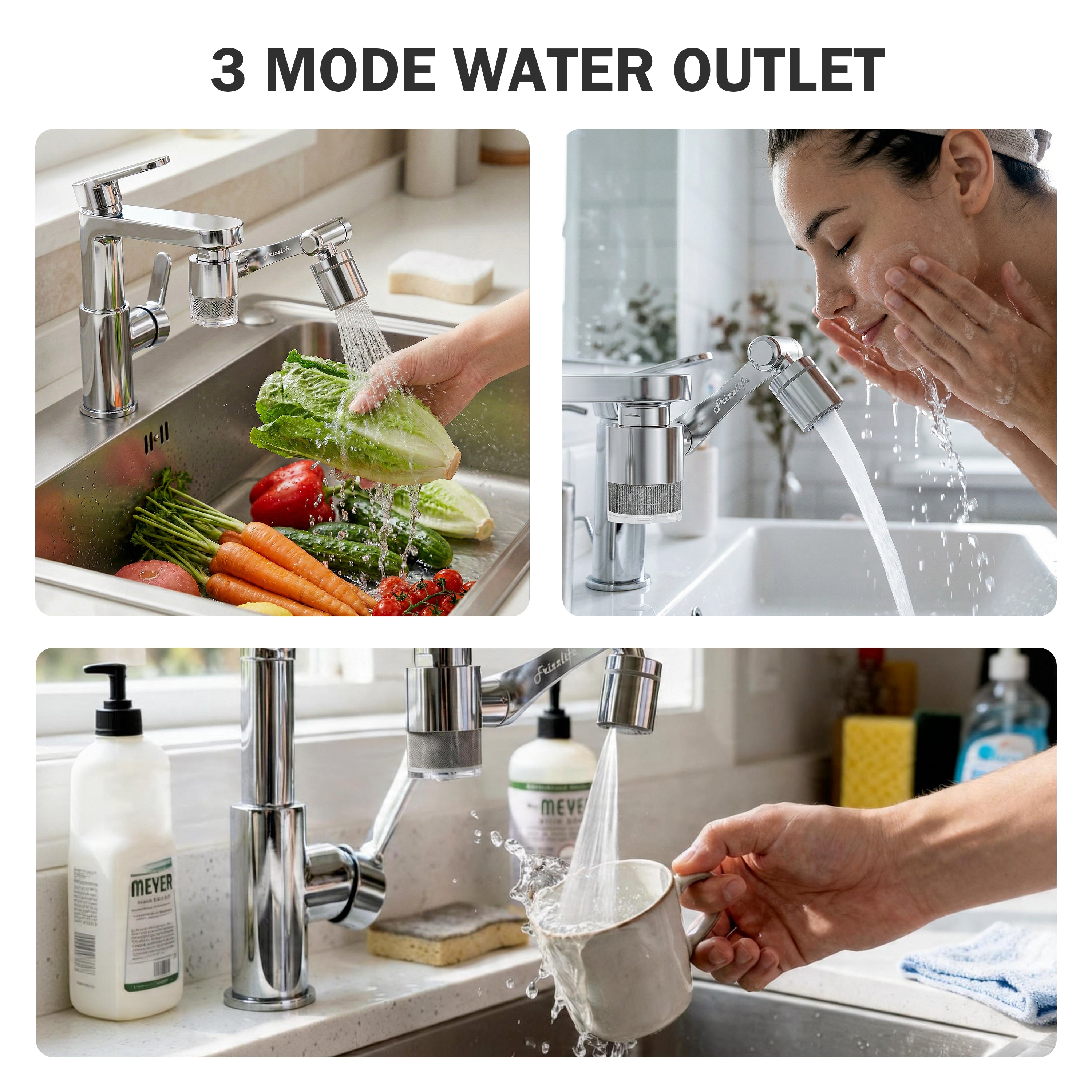 Frizzlife Splash-Proof Sink Faucet Extender with Filter