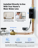 Frizzlife Smart Water Monitor & Automatic Shutoff with 3 Leak Sensors, LPG365-P-3S