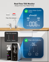 Frizzlife Reverse Osmosis Water Filter - Alkaline Mineral pH+, NSF/ASNI 58&53&42&372 Standard, 600GPD Tankless RO Reverse Osmosis System, Under Sink, 2:1 Pure to Drain, Smart LED Faucet, PD600-N