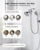 Frizzlife Dual Filtered Shower Head Combo, Rainfall Showerhead with Handheld, Both Heads Filtered, KDF-55 and Calcium Sulfite Filter, Reduces Chlorine, High Pressure, Ideal for Homes with Hard Water