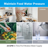 Frizzlife 40&100 Micron Spin Down Sediment Filter with Built-in Scraper, Reusable Whole House Pre-Filter for City/Well Water, Washing Machine, Flushable Filtration, 1"&3/4" NPT, BPA Free, JB40-100