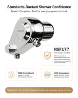 Frizzlife Dual-Outlet Shower Filter, Keeps Existing Fixed and Handheld Shower Heads, Both Showerhead Get Filtered Water, 210g KDF-55 and Calcium Sulfite, Reduces Chlorine, High Flow,Heads Not Included