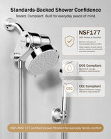 Frizzlife Dual Filtered Shower Head Combo, Rainfall Showerhead with Handheld, Both Heads Filtered, KDF-55 and Calcium Sulfite Filter, Reduces Chlorine, High Pressure, Ideal for Homes with Hard Water