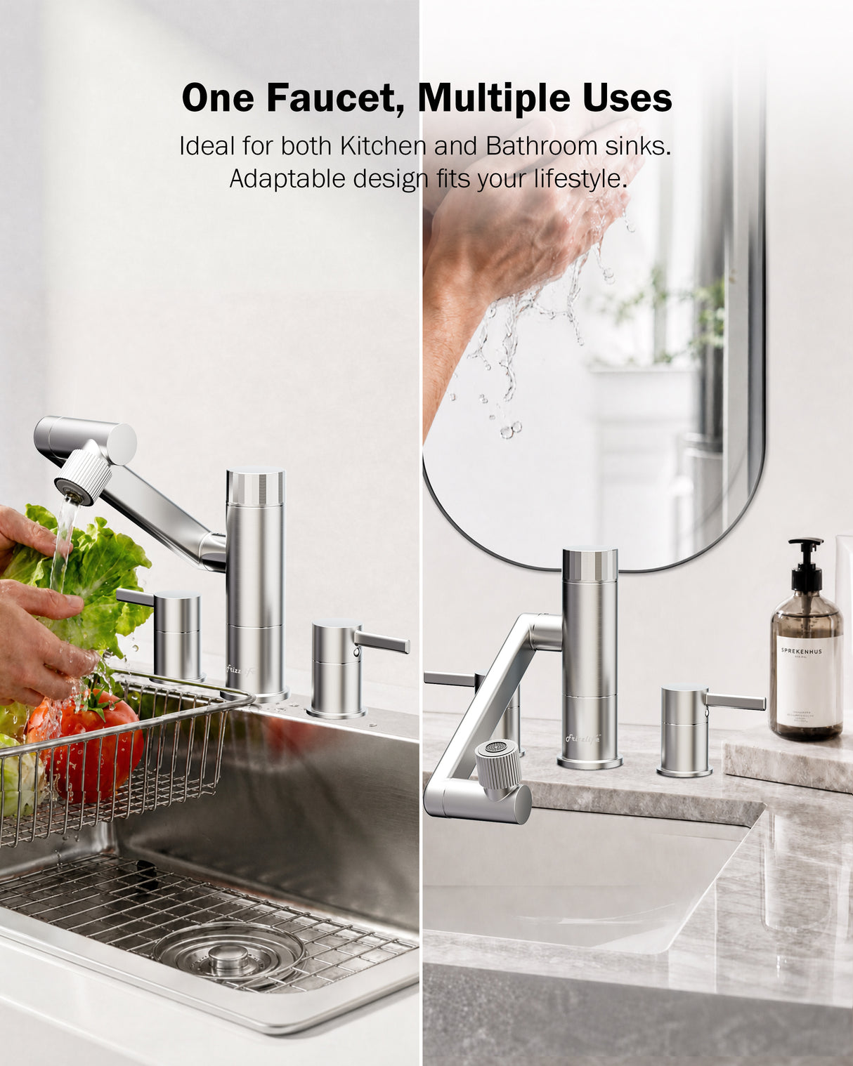 Frizzlife MF1080-X Series Bathroom & Kitchen Faucet with Water Filter, Brushed Nickel