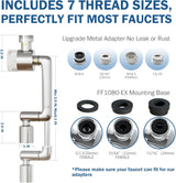 Frizzlife Splash-proof Sink Faucet Extender with Filter, Certified Reduce 99% Chlorine, 1080° Rotating Tap Aerator, 3 Modes Spray Attachment for kitchen/Bathroom/Toddlers, Extra Extension