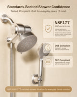 Frizzlife Dual Filtered Shower Head Combo, Rainfall Showerhead with Handheld, Both Heads Filtered, KDF-55 and Calcium Sulfite Filter, Reduces Chlorine, High Pressure, Ideal for Homes with Hard Water