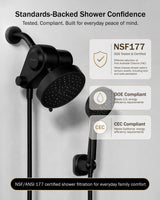 Frizzlife Dual Filtered Shower Head Combo, Rainfall Showerhead with Handheld, Both Heads Filtered, KDF-55 and Calcium Sulfite Filter, Reduces Chlorine, High Pressure, Ideal for Homes with Hard Water