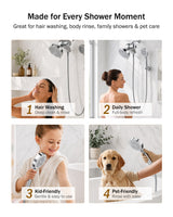 Frizzlife Dual Filtered Shower Head Combo, Rainfall Showerhead with Handheld, Both Heads Filtered, KDF-55 and Calcium Sulfite Filter, Reduces Chlorine, High Pressure, Ideal for Homes with Hard Water