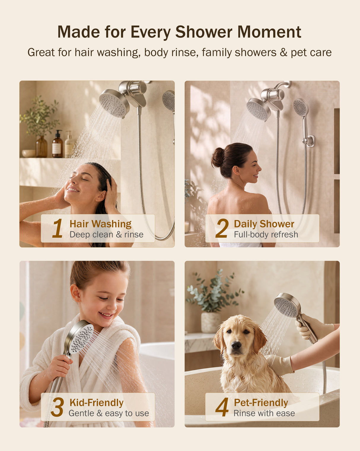 Frizzlife Dual Filtered Shower Head Combo, Rainfall Showerhead with Handheld, Both Heads Filtered, KDF-55 and Calcium Sulfite Filter, Reduces Chlorine, High Pressure, Ideal for Homes with Hard Water