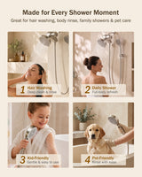 Frizzlife Dual Filtered Shower Head Combo, Rainfall Showerhead with Handheld, Both Heads Filtered, KDF-55 and Calcium Sulfite Filter, Reduces Chlorine, High Pressure, Ideal for Homes with Hard Water