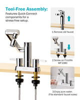 Frizzlife MF1080-D Series Bathroom & Kitchen Faucet with Water Filter, Polished Chrome, 360° Swivel Aerator