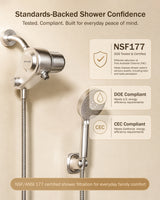 Frizzlife Dual-Outlet Shower Filter with Handheld Sprayer, Keeps Existing Fixed Shower Head, Both Heads Get Filtered Water, High Pressure 3-Mode, 210g KDF-55 and Calcium Sulfite, Reduces Chlorine