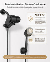 Frizzlife Dual-Outlet Shower Filter with Handheld Sprayer, Keeps Existing Fixed Shower Head, Both Heads Get Filtered Water, High Pressure 3-Mode, 210g KDF-55 and Calcium Sulfite, Reduces Chlorine